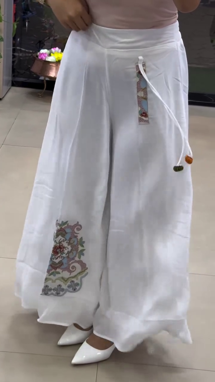 Elegant Embroidered Palazzo Trousers