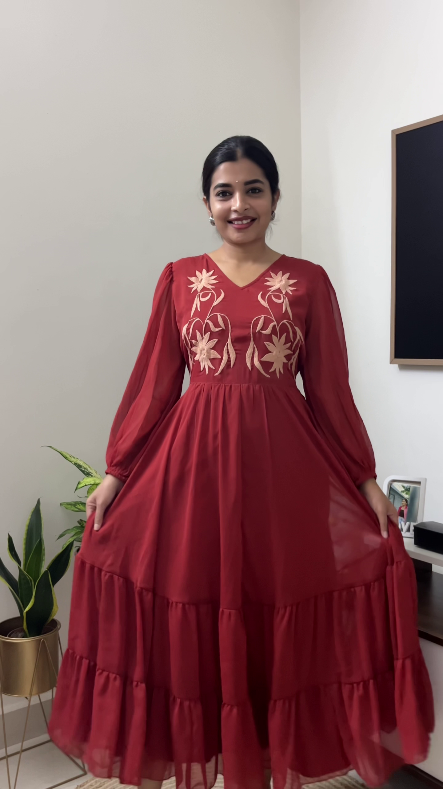 Elegant Floral Embroidered Maxi Dress