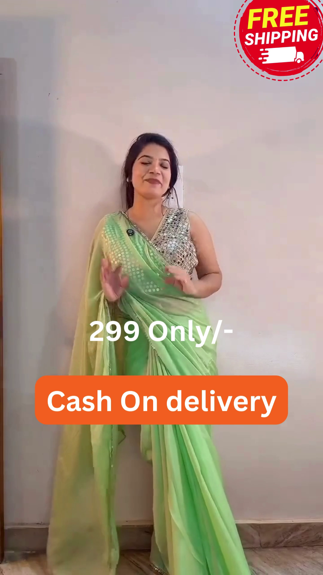 Elegant Sheer Drape Saree Set