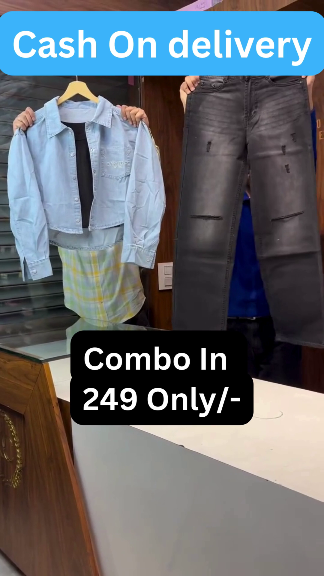 Trendy Denim Layered Combo Set