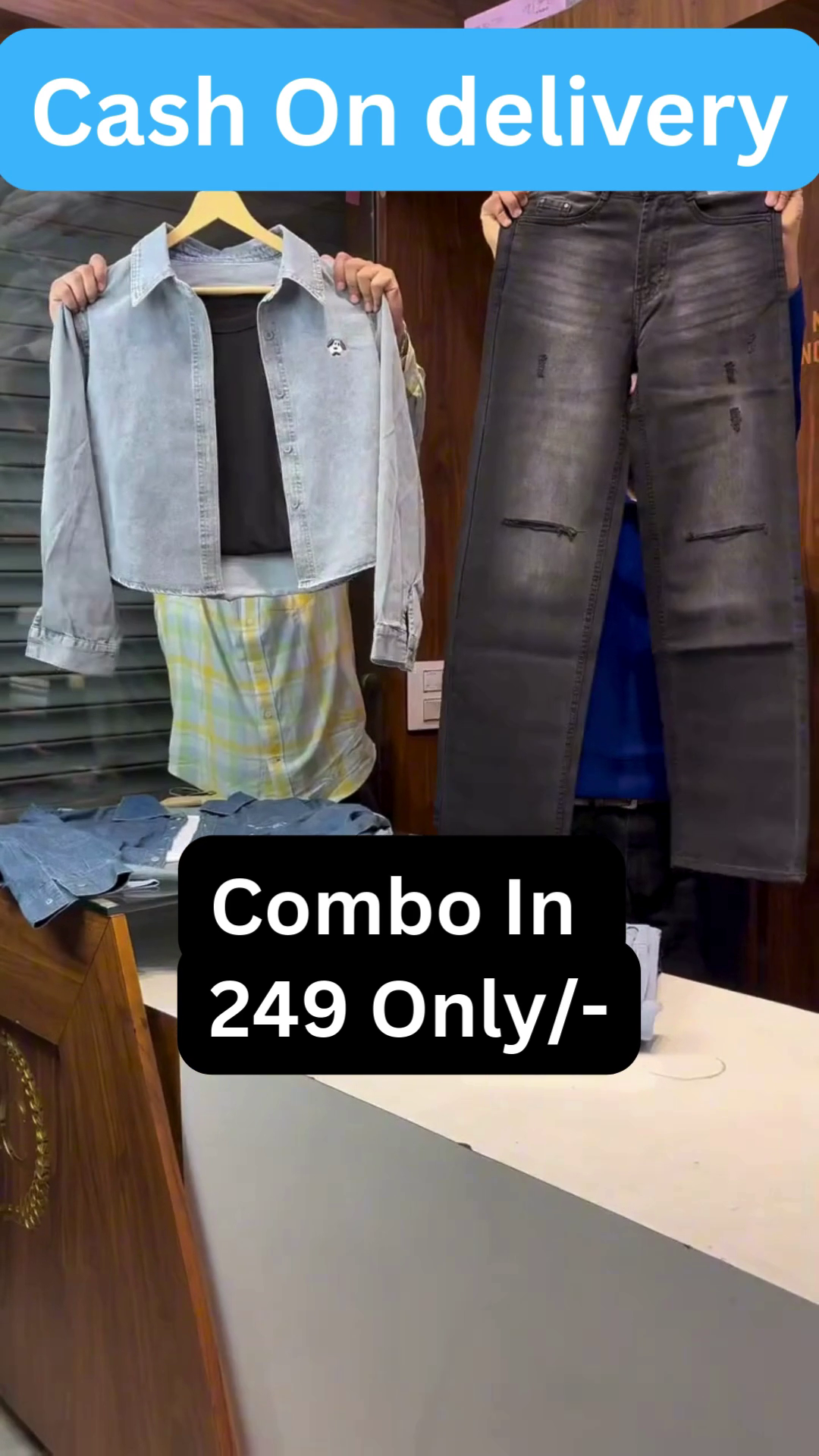 Trendy Denim Layered Combo Set