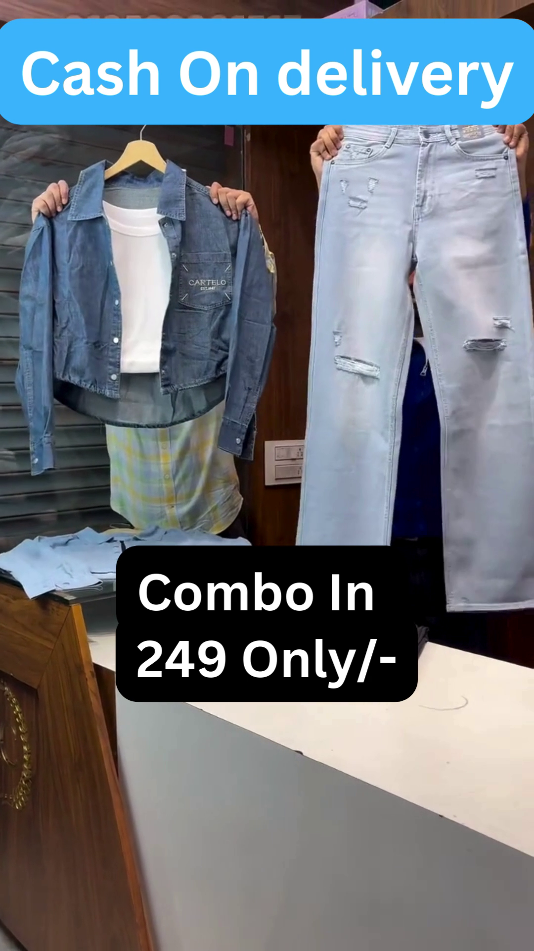 Trendy Denim Layered Combo Set