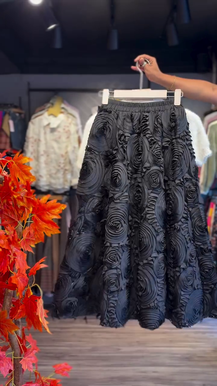 Textured Crop Skirt Set