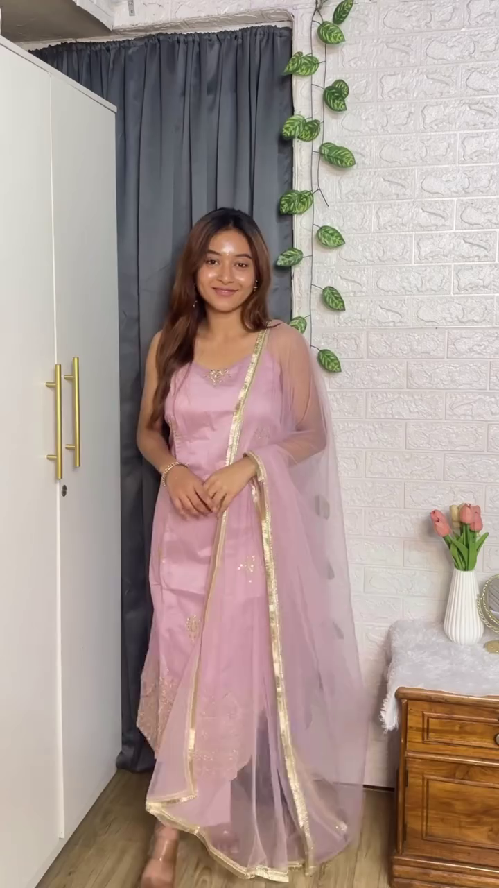 Embroidered Ethnic Suit Set with Elegant Dupatta