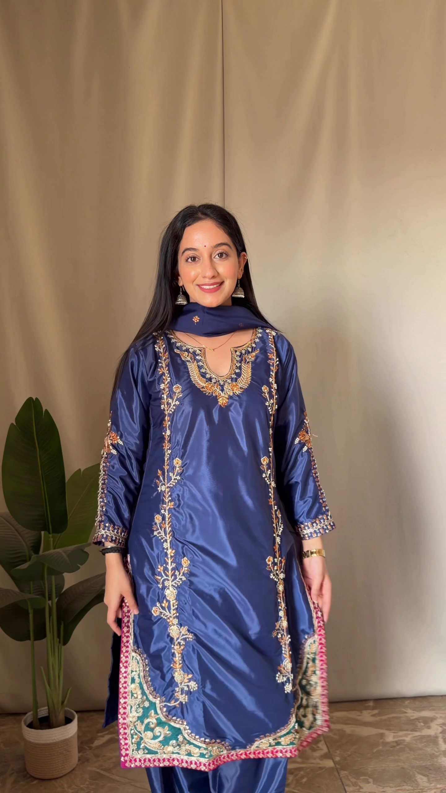 Premium Women's Silk Blend Embroidered Kurta Set with Dupatta