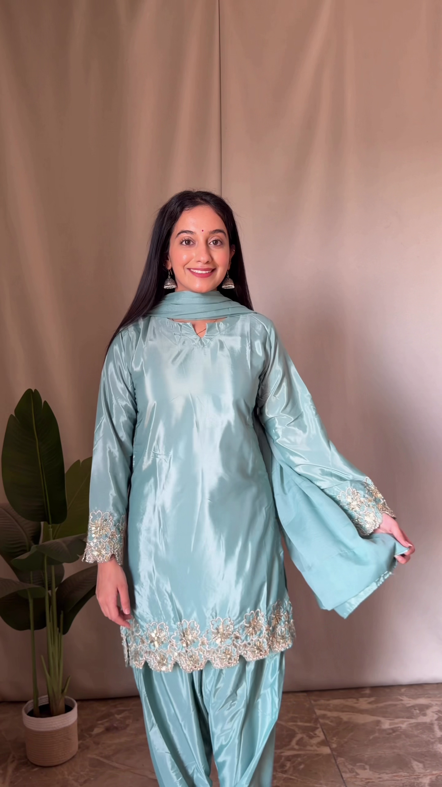 Premium Women's Silk Blend Embroidered Kurta Set with Dupatta