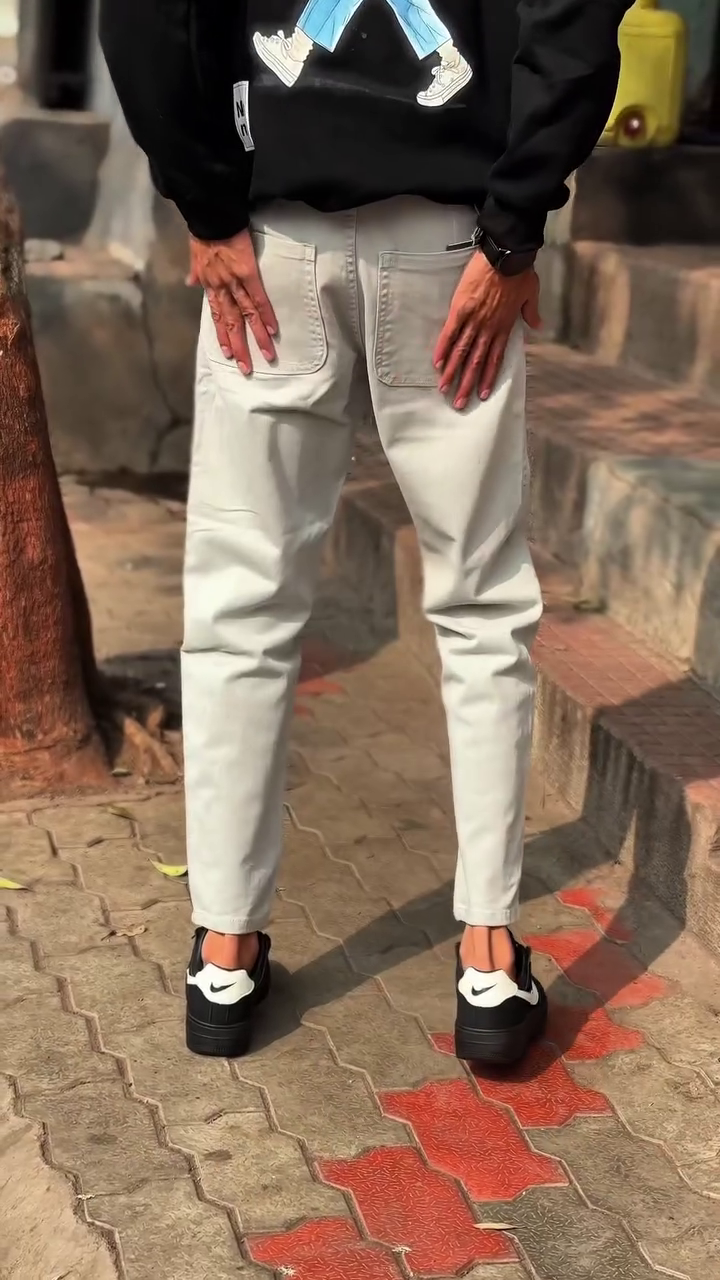 Men's Tapered Elastic Waist Casual Trousers with Drawstring