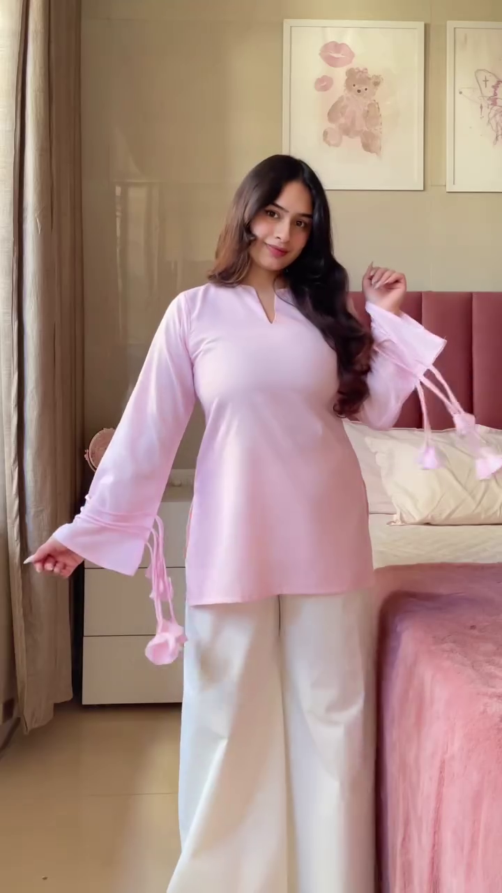 Elegant Ethnic Tunic & Wide-Leg Pants Set for Women – Casual Co-Ord