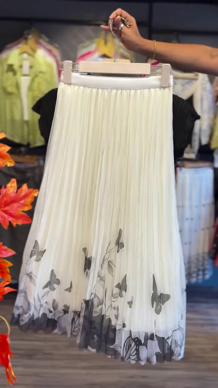 Women's Ribbed Knit Crop Top and Pleated Skirt Set