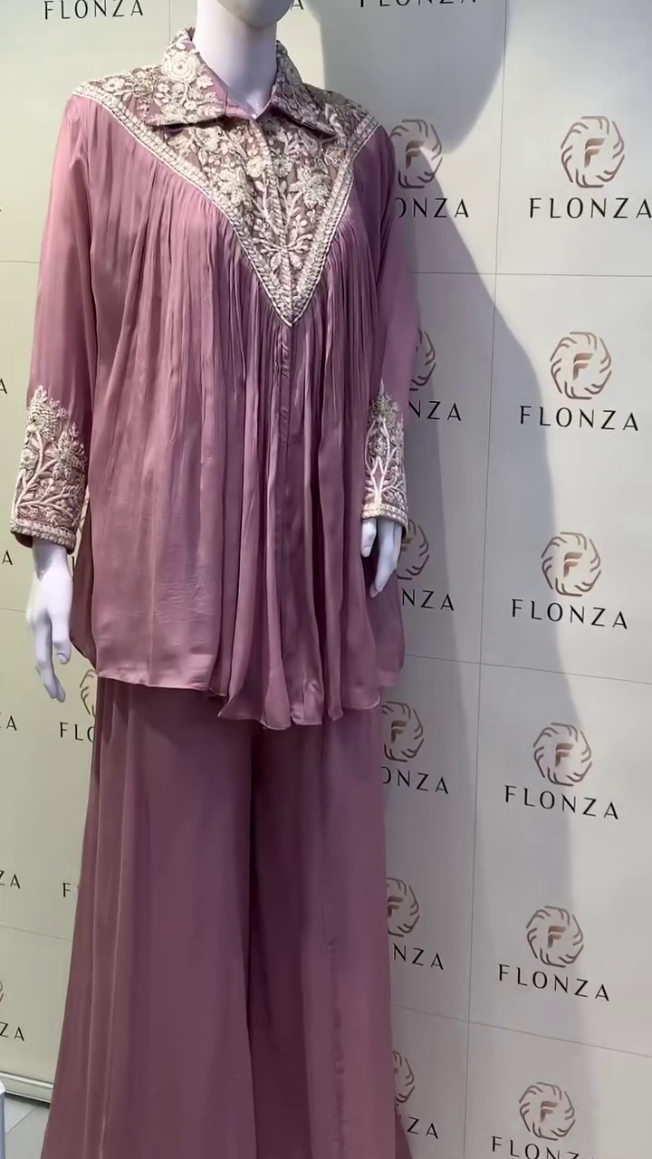 Elegant Women’s Indo-Western Embroidered Tunic and Pants Co-Ord Set