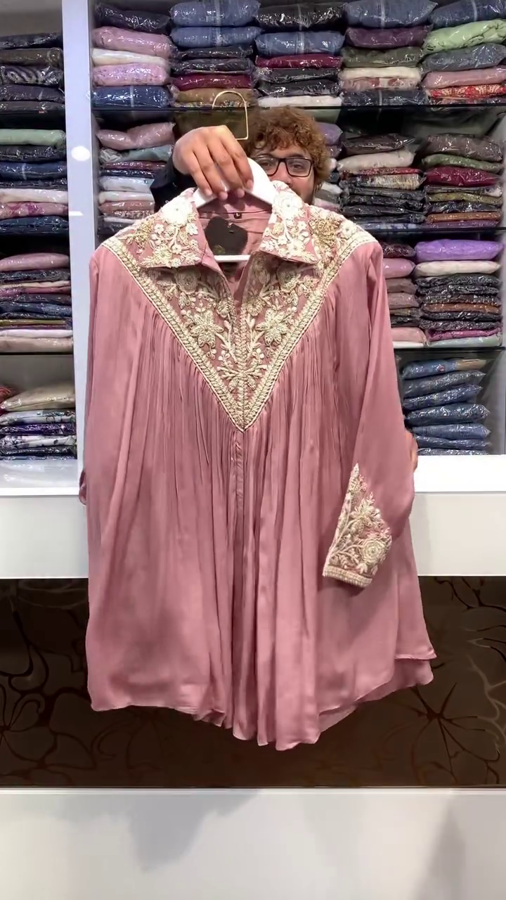 Elegant Women’s Indo-Western Embroidered Tunic and Pants Co-Ord Set