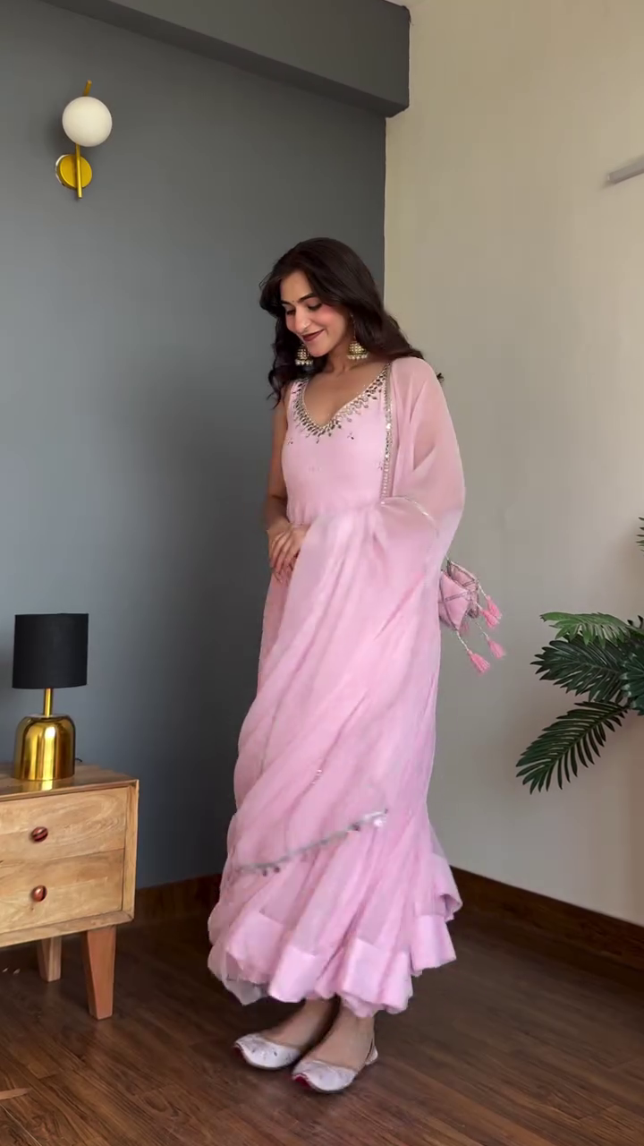 Women's Ethnic Flared Anarkali Suit Set | Festive Wear Kurta with Dupatta