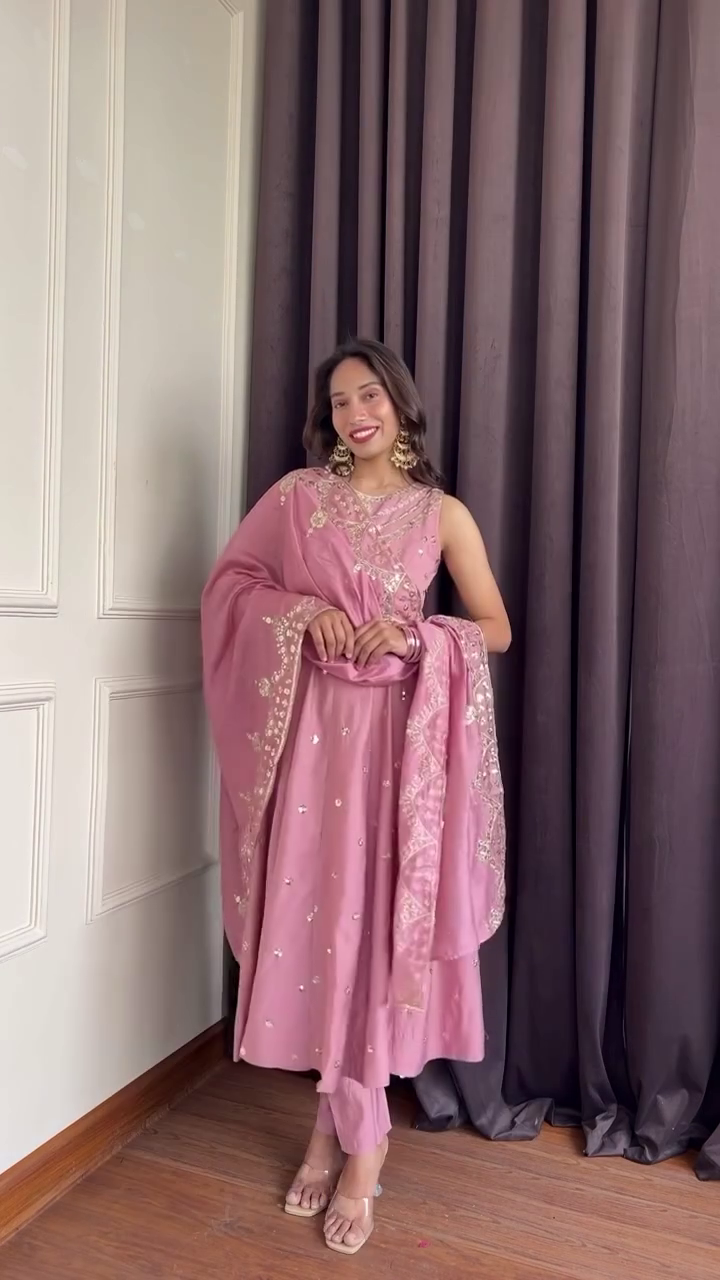 Women's Festive Embroidered Anarkali and Sharara Suit Set with Dupatta