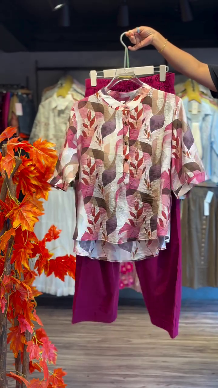 Stylish Printed Tunic Top and Trouser Pant Set – Casual Co-Ord