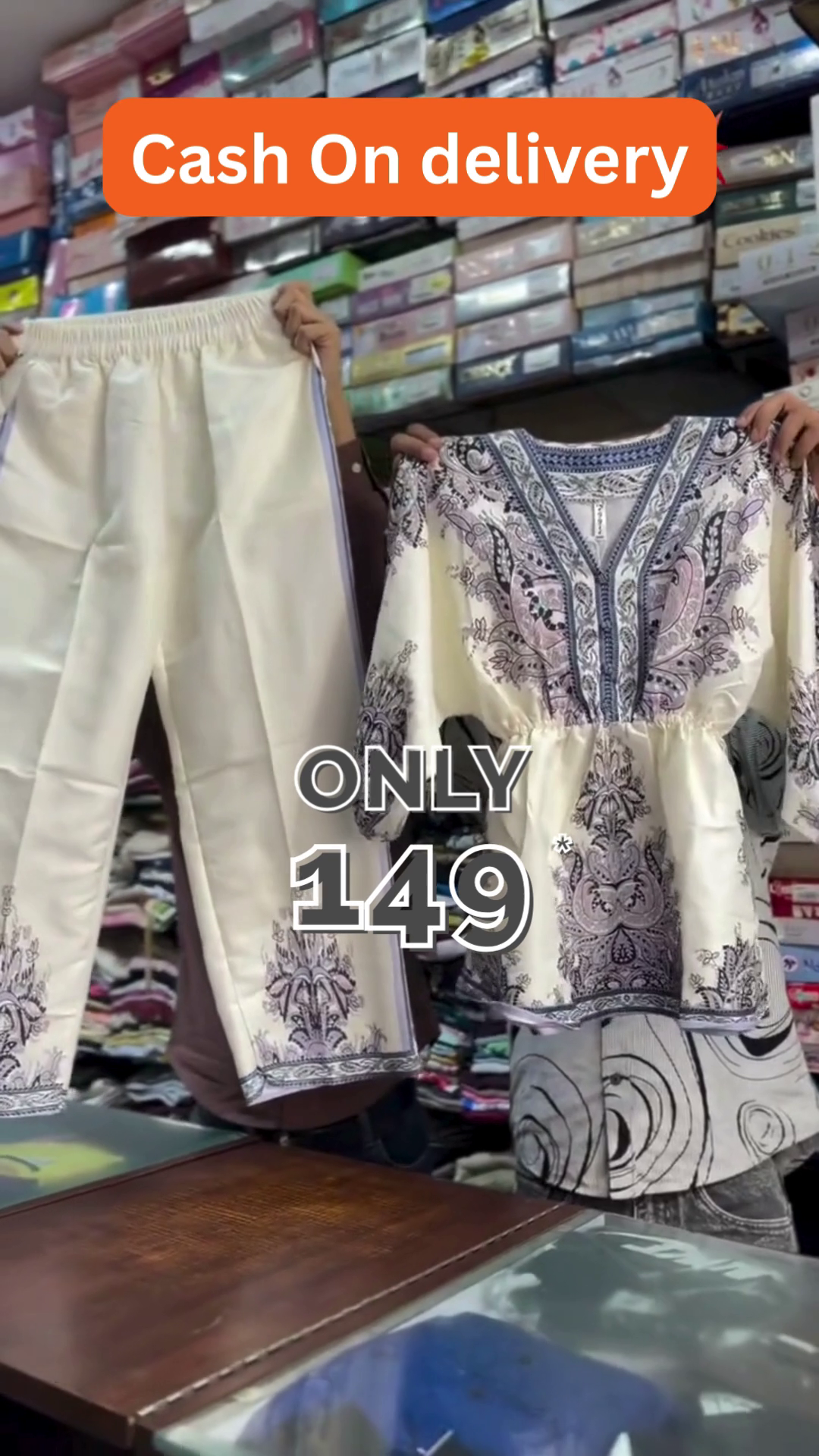 Elegant Women's Printed Top and Trousers Co-Ord Set Casual Western Outfit